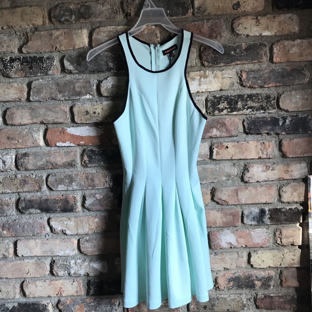 NWT mint blue scuba dress / skater dress + pleats